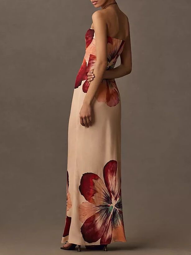 Women Maxi Dress White Floral Polyester | Imani-4