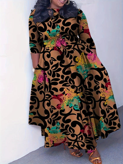 Woman Abstract Belted Wrap Maxi Dress | Laela