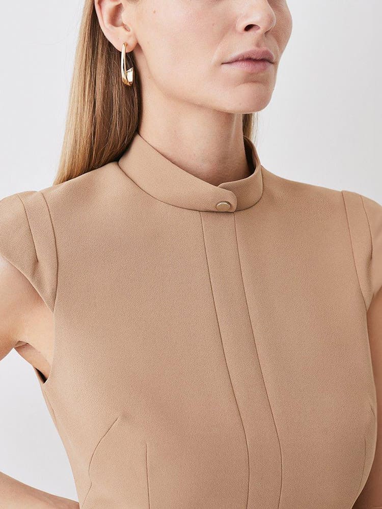Women Mini Dress Black Polyester | Avelina-3