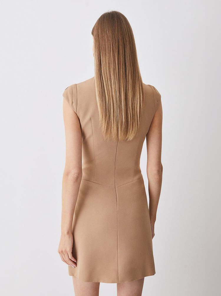 Women Mini Dress Black Polyester | Avelina-4