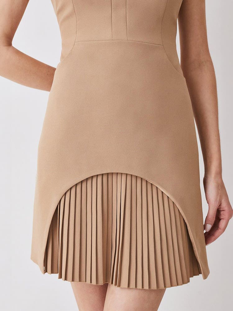 Women Mini Dress Black Polyester | Avelina-5