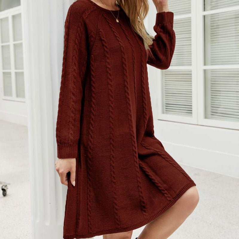 Women Round Neck Sweater Mini Dress | Marisole