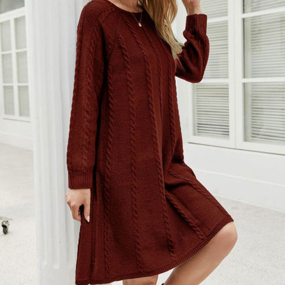 Women Round Neck Sweater Mini Dress | Marisole