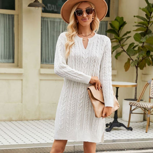 Women Cable Knit Sweater Dress | Thalia