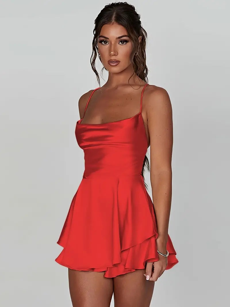 Ralayna | Backless Spaghetti Strap Tiered Dress