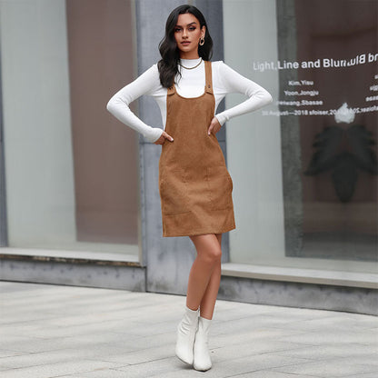 Women Mini Dress Coffee Polyester | Urban Chic-2