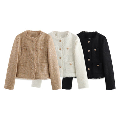 Women Classic Tweed Cropped Jacket | Alessi
