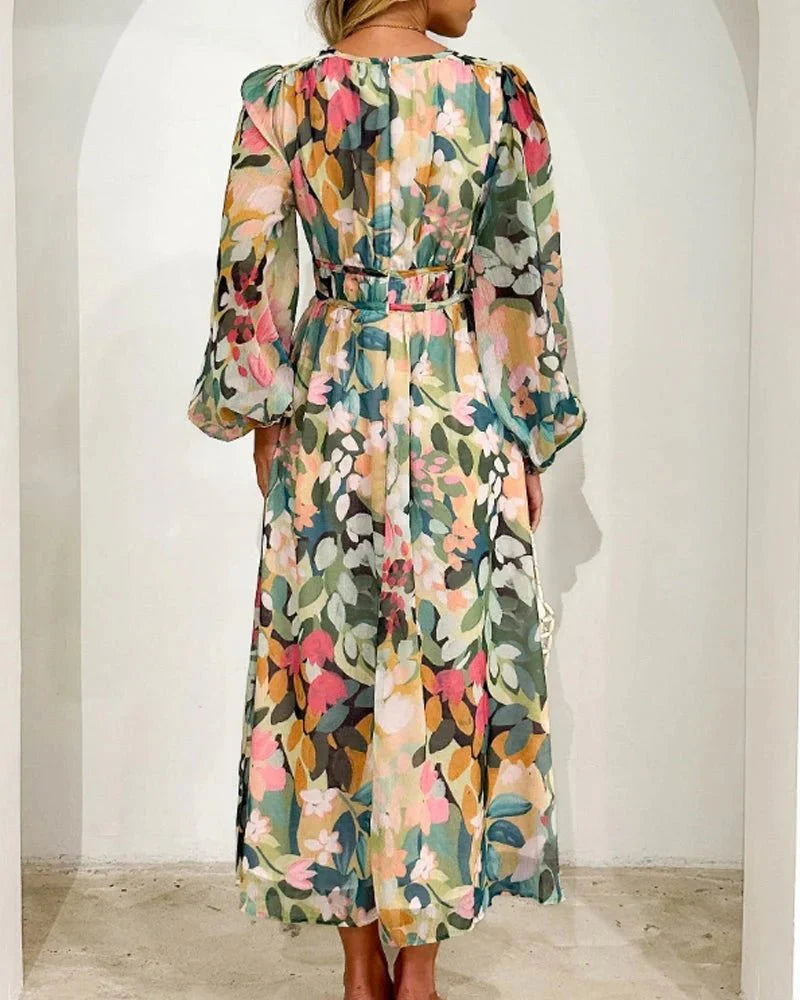 Elegant Floral V-Neck Maxi Dress | Charlotte