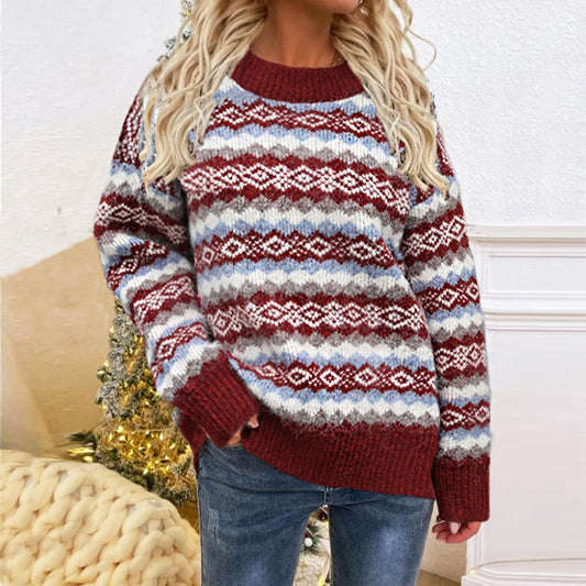 Women Nordic Knit Pattern Sweater | Adelina