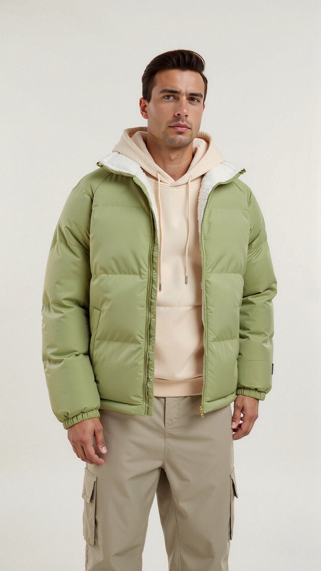 Men Insulated Sherpa-Lined Puffer Jacket | Cyrusteem