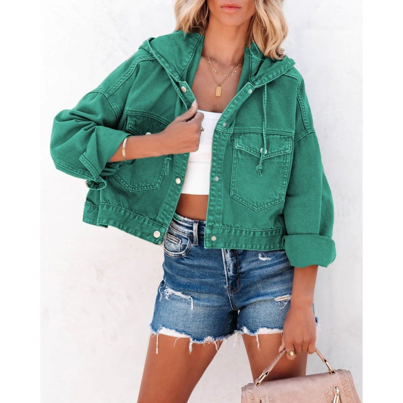 Variant image for Women Hooded Denim Jacket Blue Denim | Classic Style-7