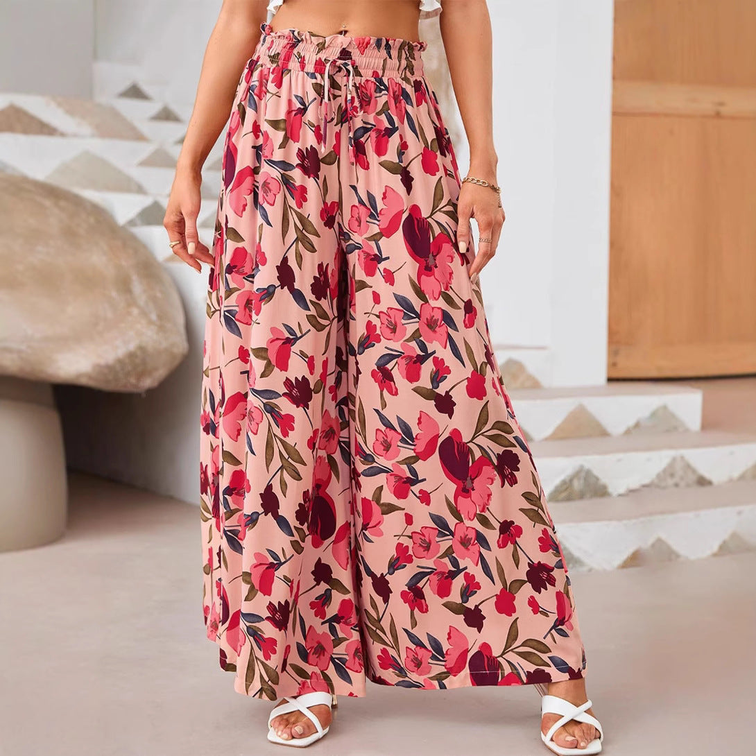 Women Wide Leg Trousers White Spandex | Elegant Comfort-2