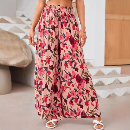 Women Wide Leg Trousers White Spandex | Elegant Comfort-2