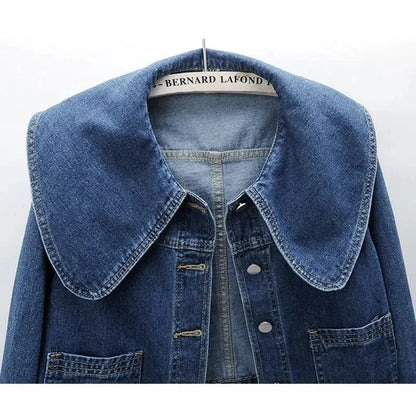 Women Vintage Wide-Collar Denim Jacket | Althea