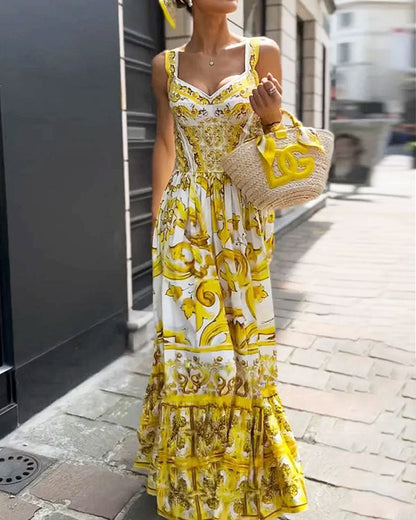 Baroque Print Maxi Dress | Camila