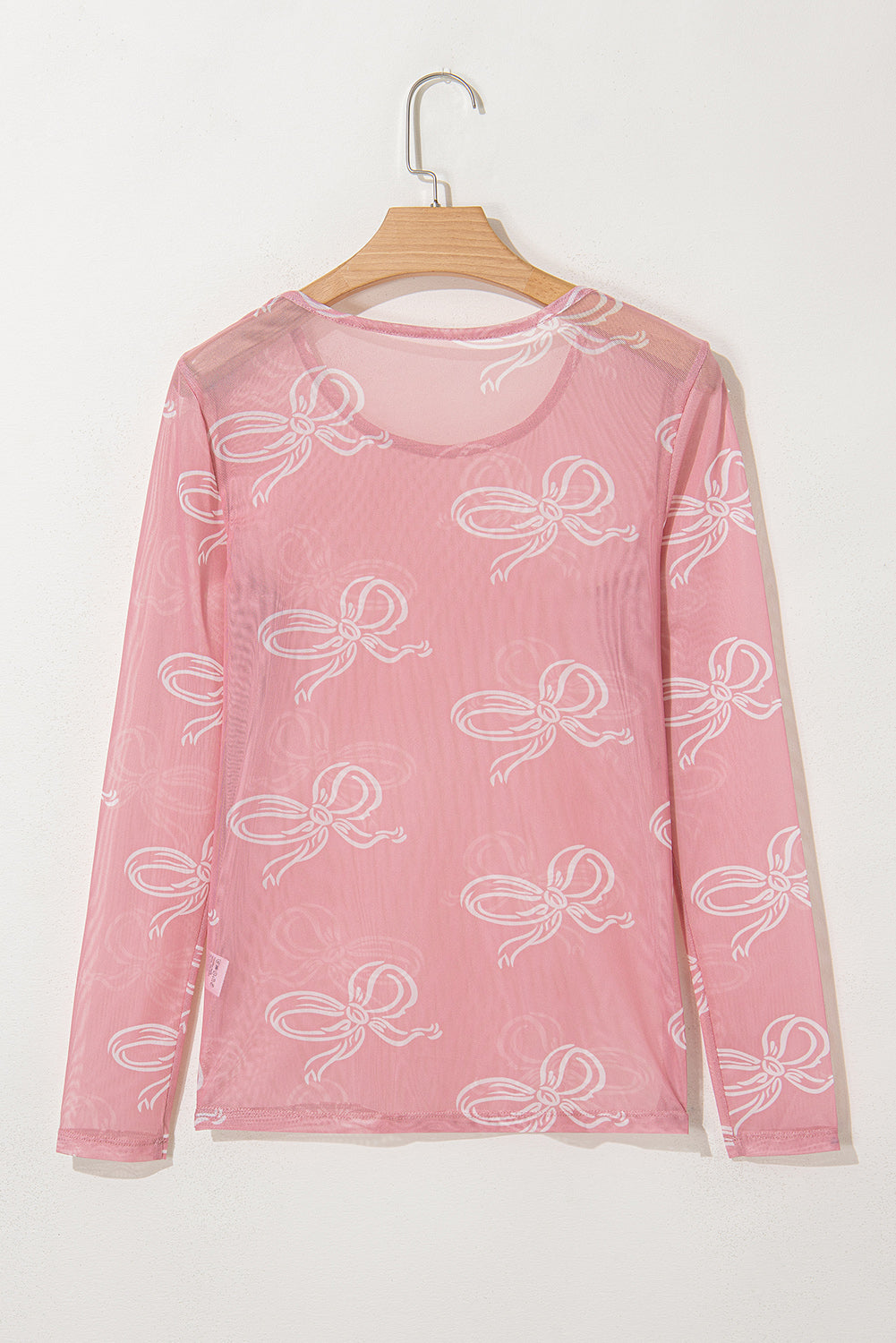 Women Mesh Bow Long Sleeve Top | Meloria