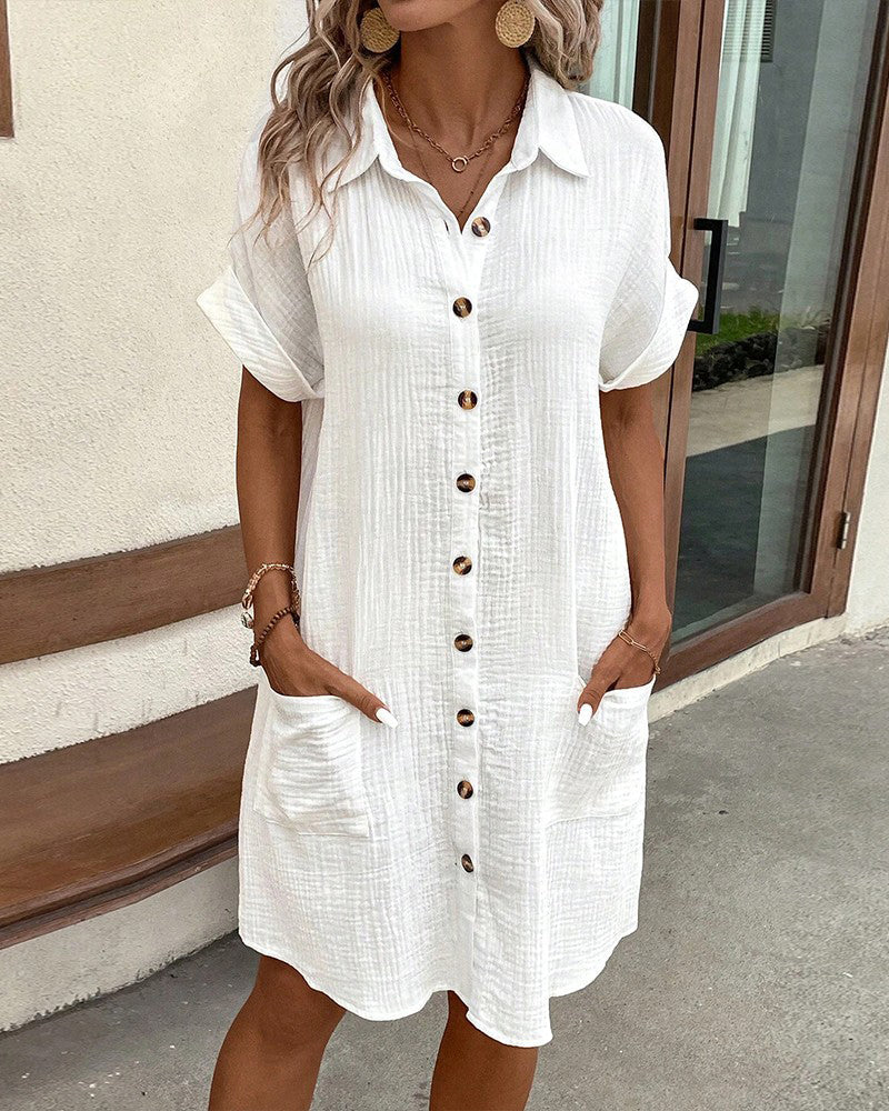 Button-Down Shirt Dress with Pockets | Avery