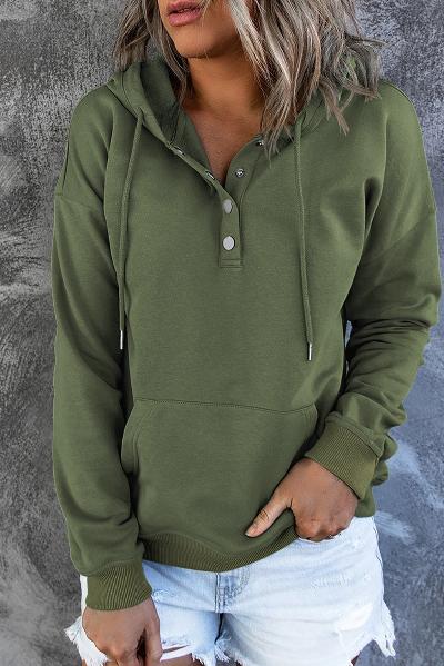 Women Hooded Button Sweatshirt | Amora