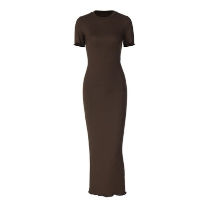 Women Sheath Dress Brown Polyester | Elegant Minimalist-4