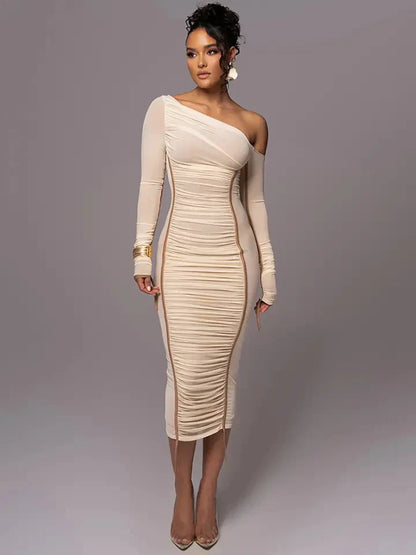 Women Ruched One Shoulder Dress | Amorette