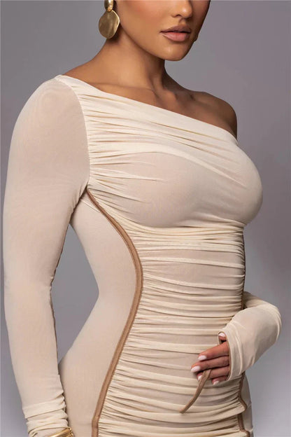 Women Ruched One Shoulder Dress | Amorette