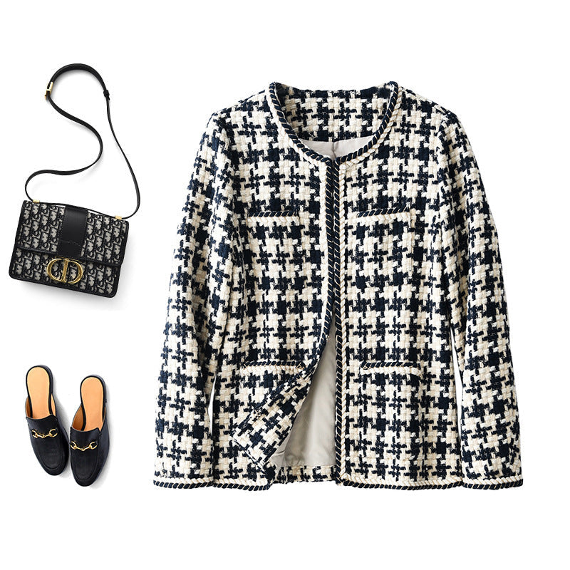 Women Tweed Jacket Black Polyester | Urban Chic-4