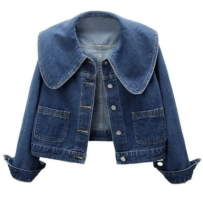 Women Vintage Wide-Collar Denim Jacket | Althea