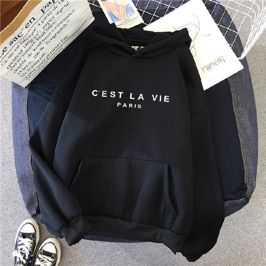 Women Hoodie White Polyester | Paris Print-1