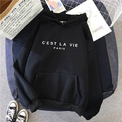 Variant image for Women Hoodie White Polyester | Paris Print-1