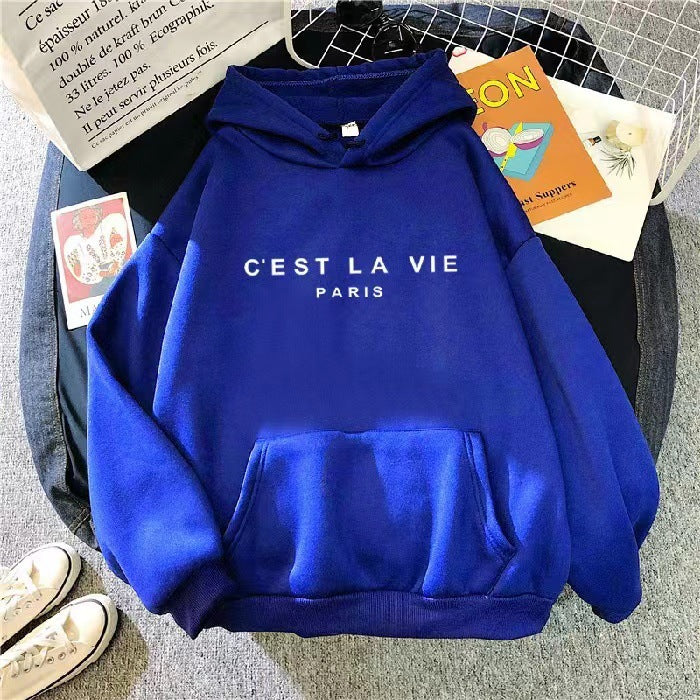 Variant image for Women Hoodie White Polyester | Paris Print-7