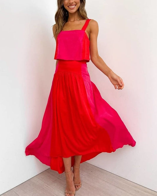 Two-Tone Vibrant Maxi Dress | Mia