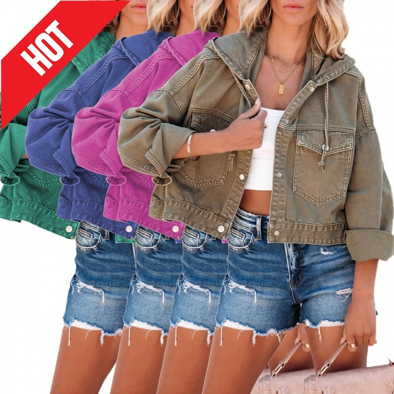 Women Hooded Denim Jacket Blue Denim | Classic Style-4