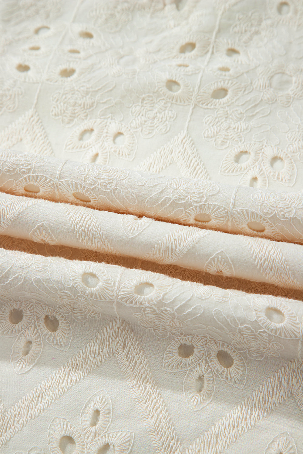 Women Blouse White Cotton Eyelet Embroidery | Emily-6