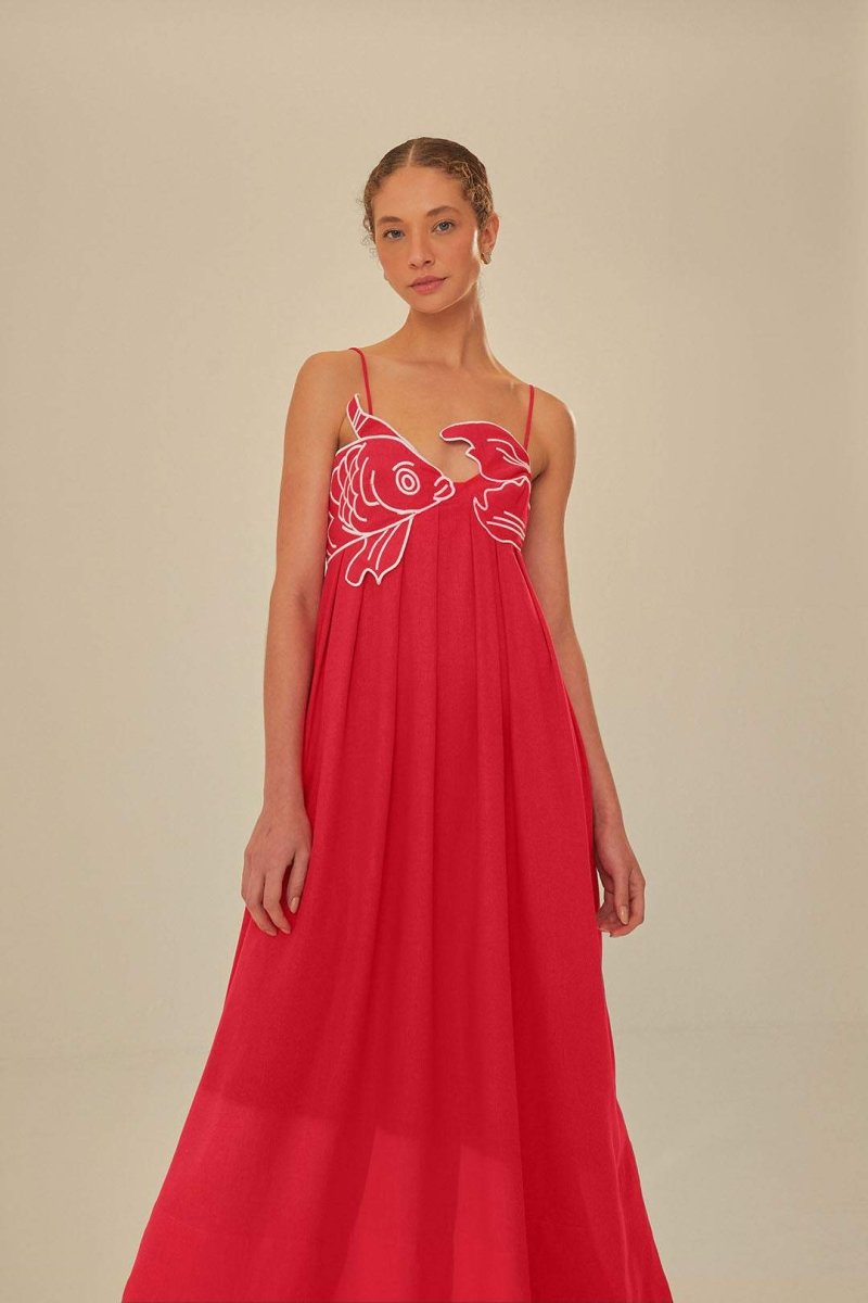 Embroidered Fish Maxi Dress | Julia