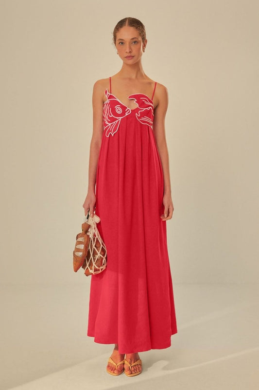 Embroidered Fish Maxi Dress | Julia