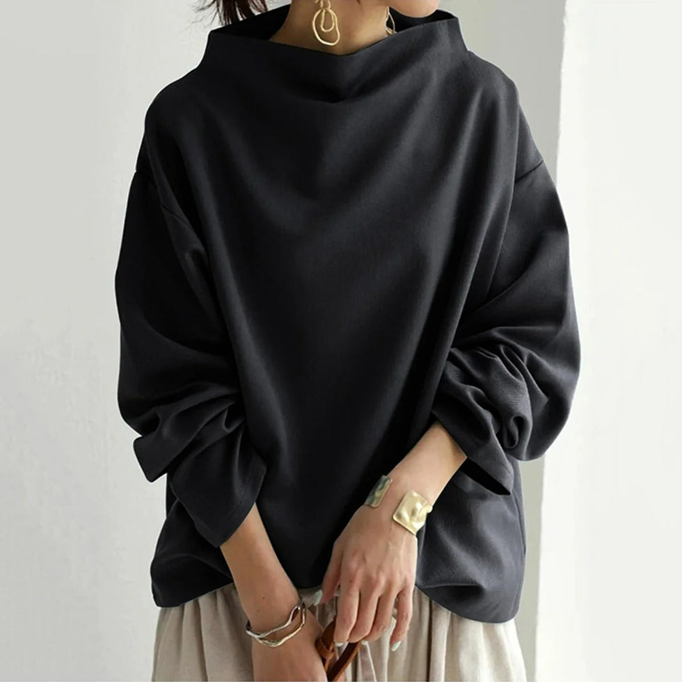 Women Draped Long Sleeve Sweater | Czarina