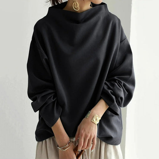 Women Draped Long Sleeve Sweater | Czarina