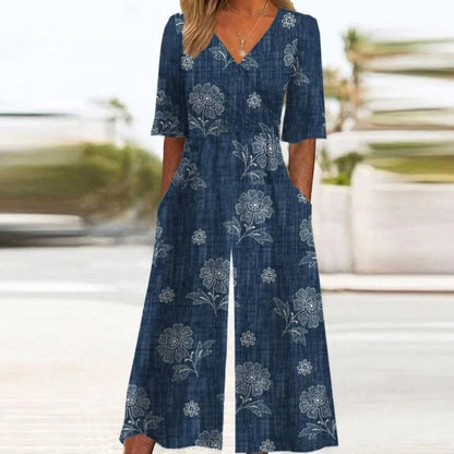 Women Floral Print Wide-Leg Jumpsuit | Frederique