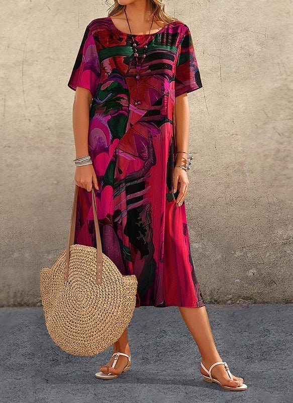 Vibrant Abstract Print Midi Dress | Leila