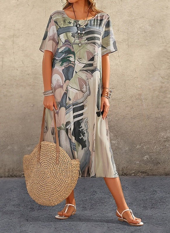 Vibrant Abstract Print Midi Dress | Leila