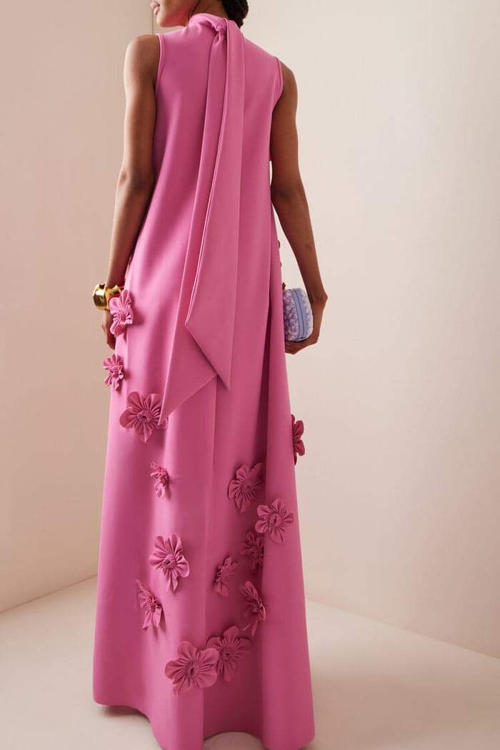 3D Floral High-Neck Maxi Dress | Skylar