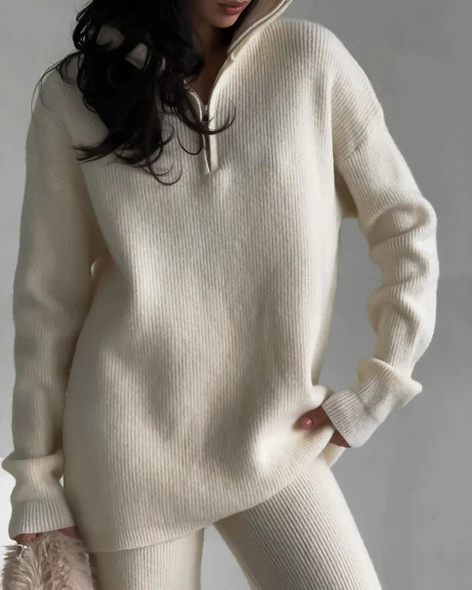 Women Two Piece Set Grey Knitted | Sophia-1
