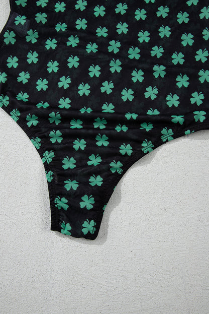Women Mesh Shamrock Long Sleeve Top | Elowen