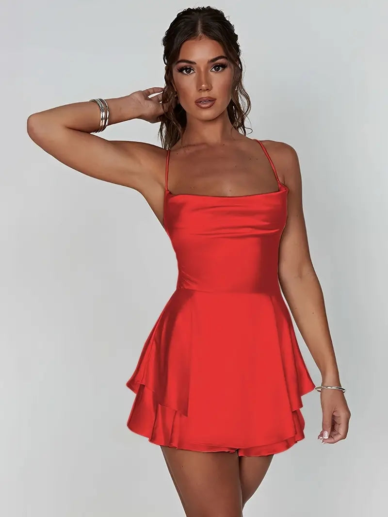 Ralayna | Backless Spaghetti Strap Tiered Dress