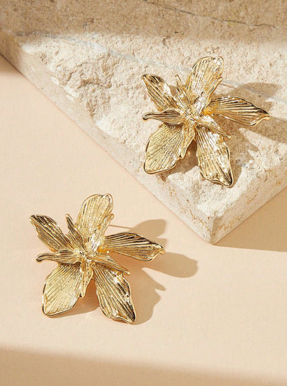 Women Earrings Alloy Metal Floral Design | Elegant Blossom-5