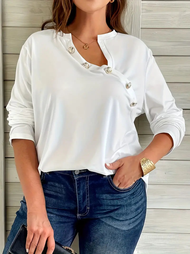 Women Long Sleeve Top Black Cotton | Asymmetrical Chic-2