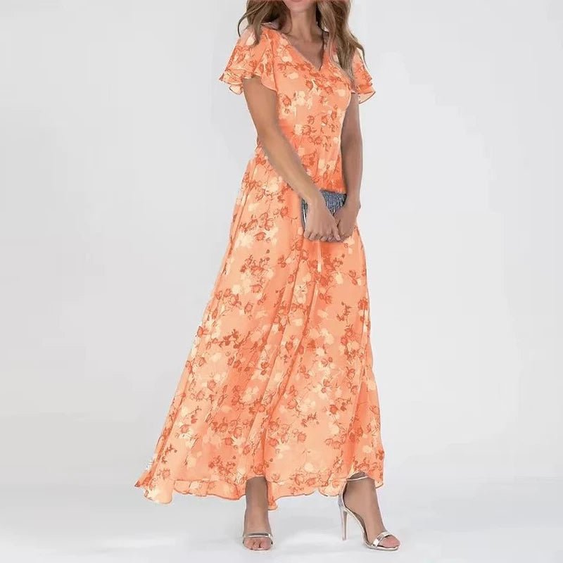 Woman Floral Flutter Sleeve Maxi Dress | Letizia