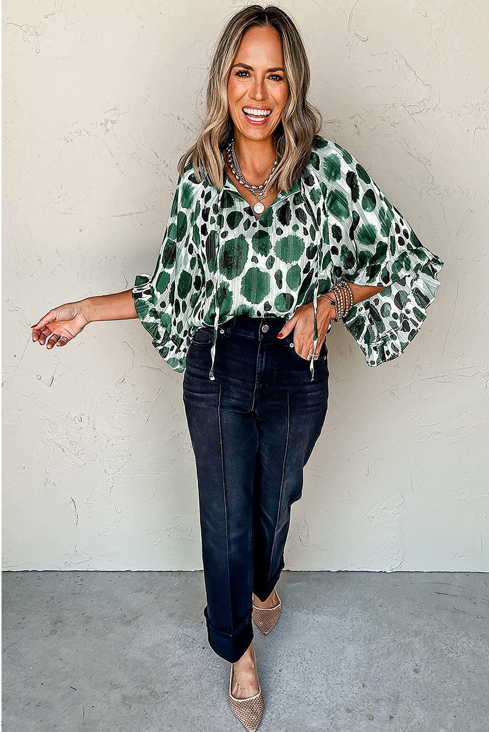 Women Abstract Pleated Blouse | Iriliane