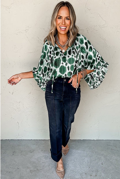 Women Abstract Pleated Blouse | Iriliane