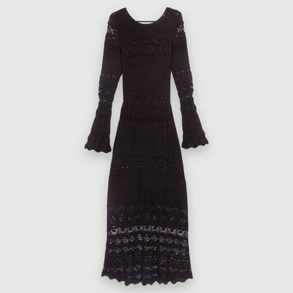 Women Pointelle Knit Scalloped Maxi Dress | Izayla